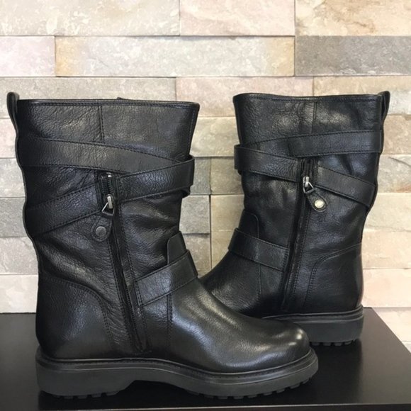 Geox Asheely Women's Leather Mid-Calf Biker Boot - Picture 5 of 9